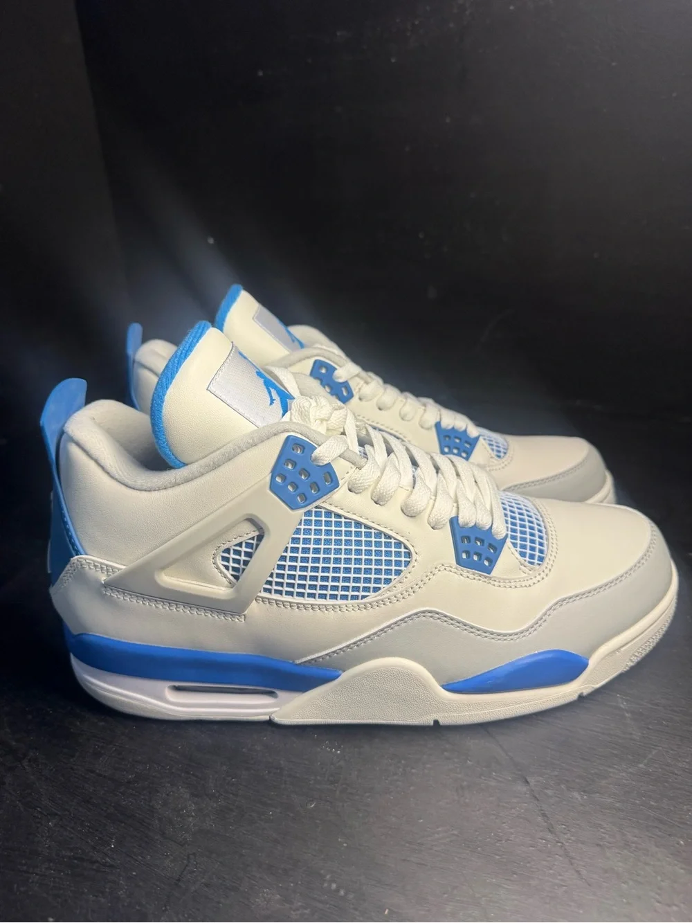 Men's Jordan 4 Brand new Athletic Sneakers in White and Blue